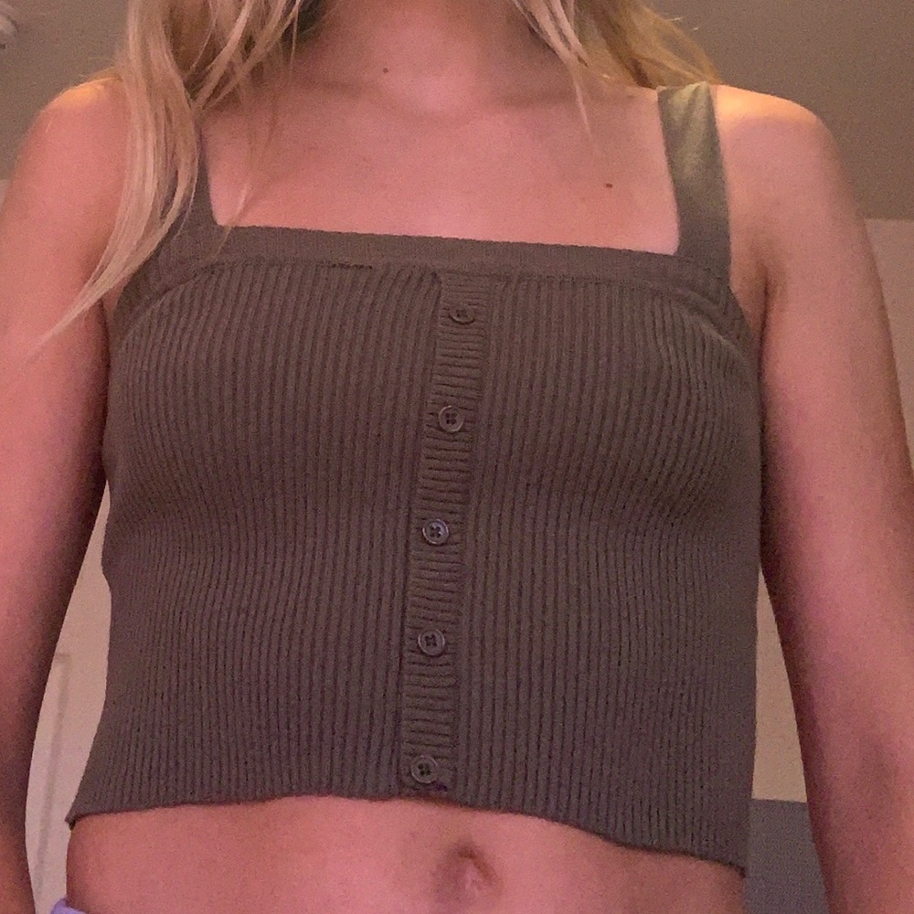 sky and sparrow olive green knitted tank